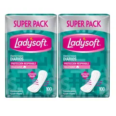 LADYSOFT - X2 Protectores Diarios Clásicos Tela Suave 100unid