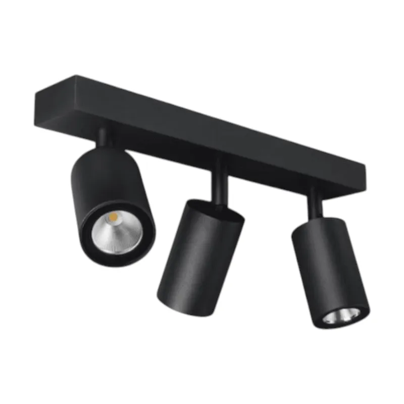 GENERICO - Aplique Porta Ampolleta Gu10 De 3 Focos Negro Luz Neutra