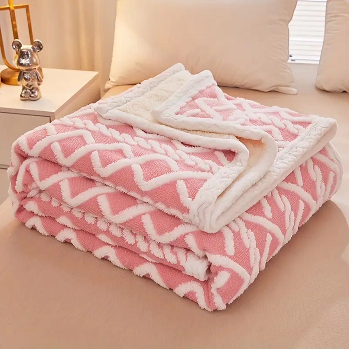 GENERICO - Frazada Sherpa Texturizada Diseño Premium Polar 160x220cm