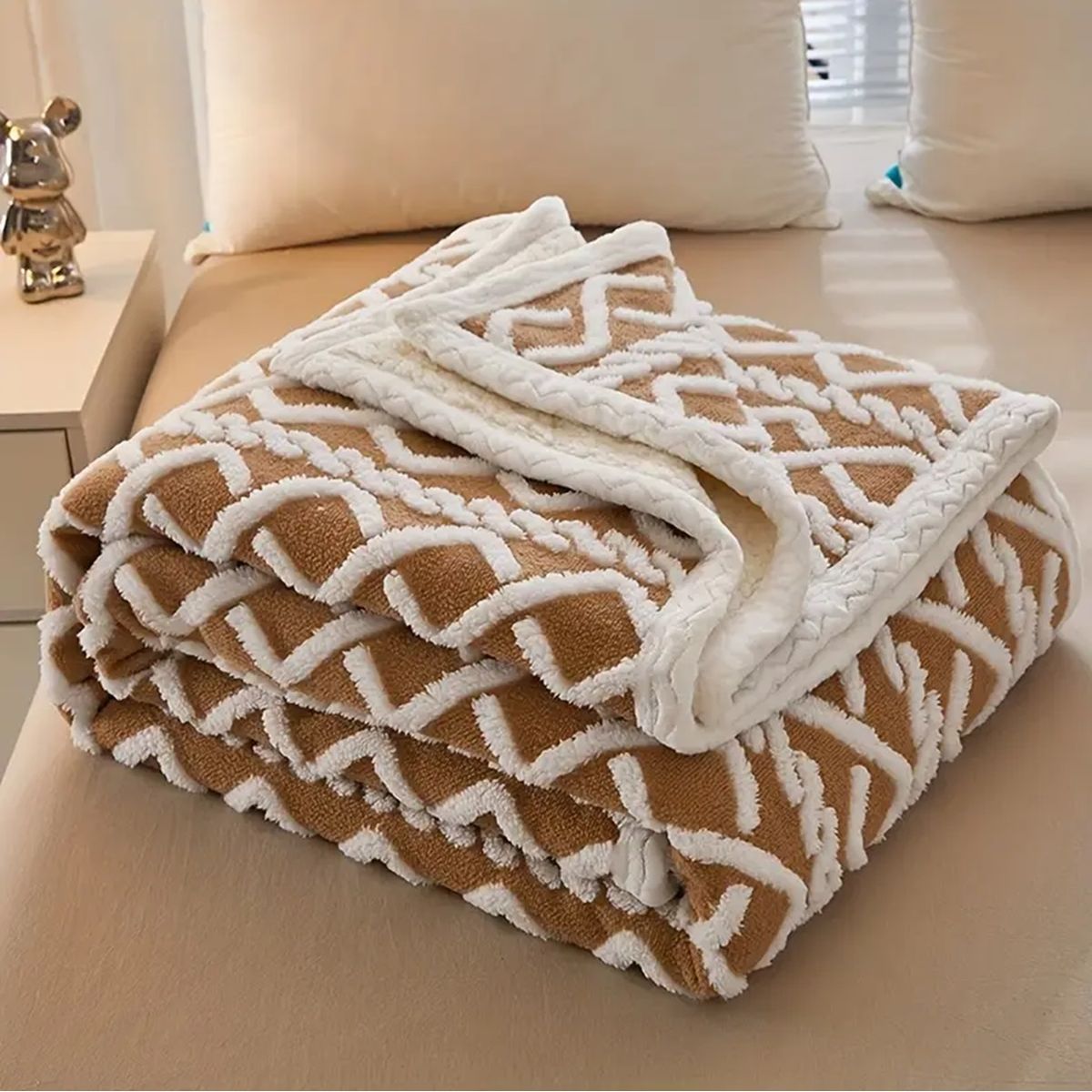 GENERICO - Frazada Sherpa Texturizada Diseño Premium Polar 160x220cm