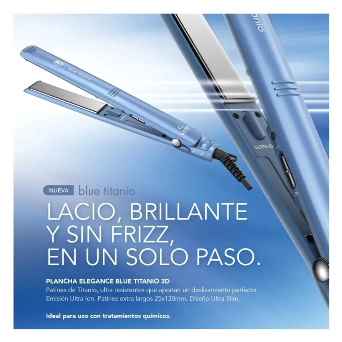 GA MA ITALY - Plancha De Cabello Gama Italy Elegance 3d Titanio Azul 220v