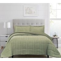 Plumón Flannel Sherpa Embossed 2 Plazas Verde Olivo
