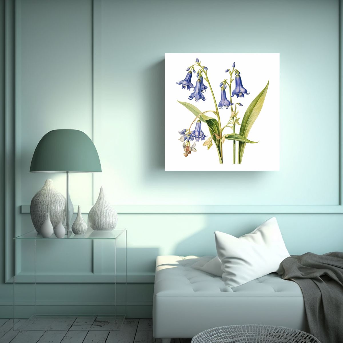 GENERICO - Ilustración Vintage De Campanilla Azul Arte 60x60 Cm