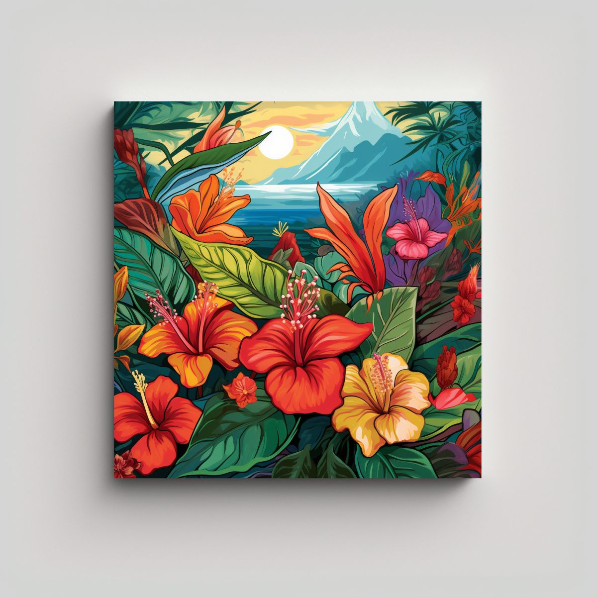GENERICO - Arte De Flores Hawaianas Ilustración Vibrante 60x60 Cm