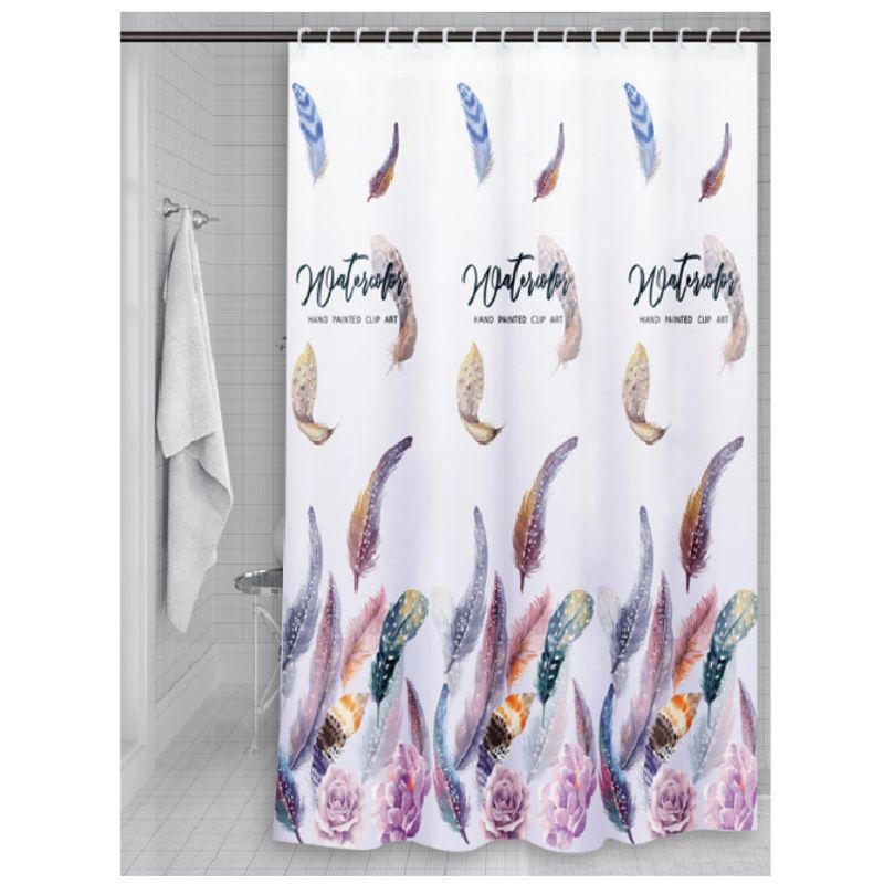 CARIBEE - Cortina Ducha Baño 180x180 Elegante Plumas