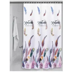CARIBEE - Cortina Ducha Baño 180x180 Elegante Plumas