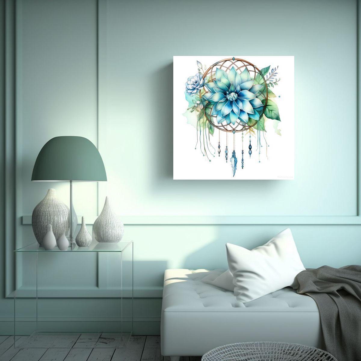 GENERICO - Intenso Dibujo De Atrapasueños Con Flor De Loto 60x60 Cm