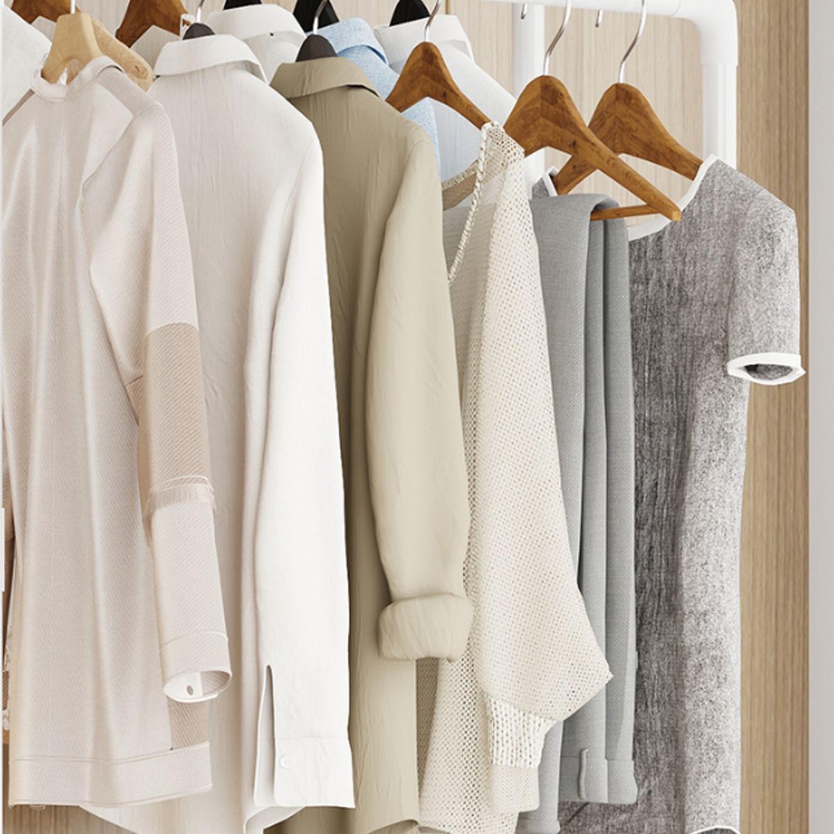 OASIS - PERCHERO O ORGANIZADOR BLANCO CON RUEDA  DOBLE BARRA DE 147 CM CON ZAPATERA