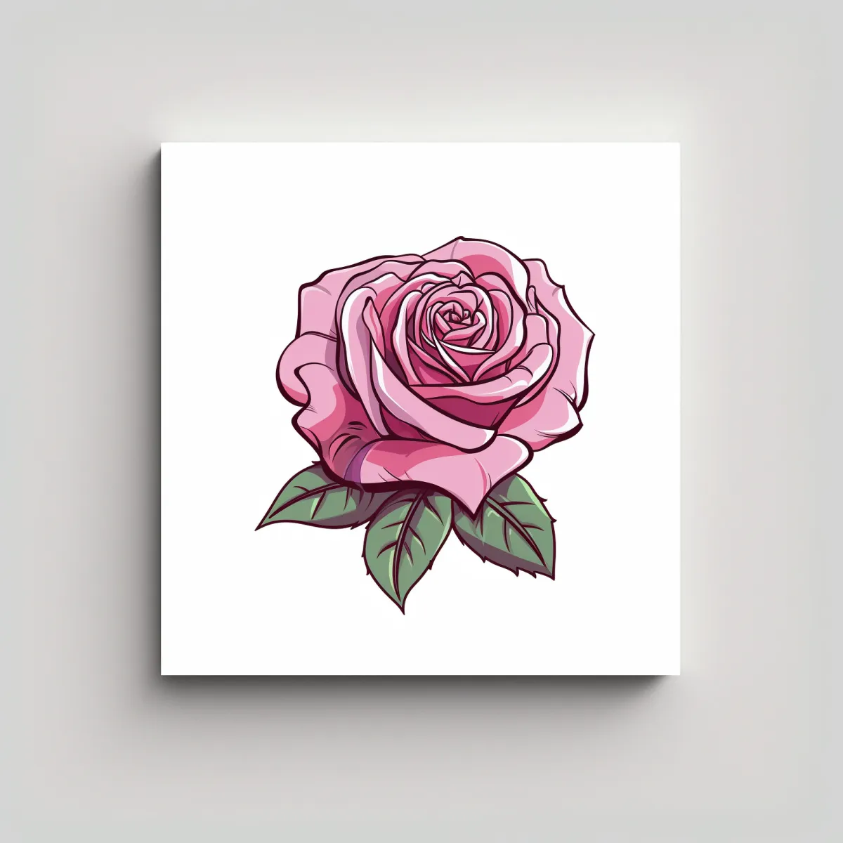 GENERICO - Cuadro Decorativo De Rosa Rosa En Simetría Sobre 60x60 Cm