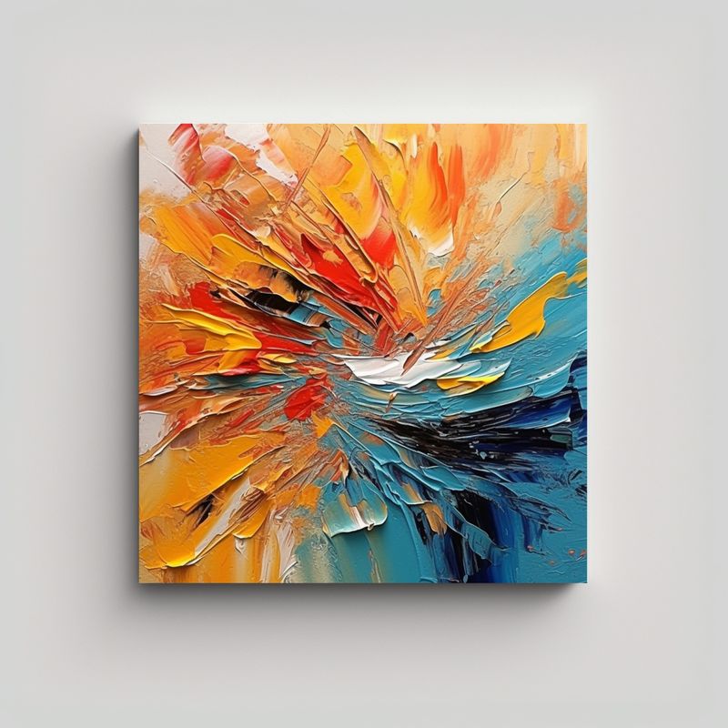 GENERICO - Cuadro Abstracto Regalo Cálido Paleta Cuchillo 60x60 Cm.