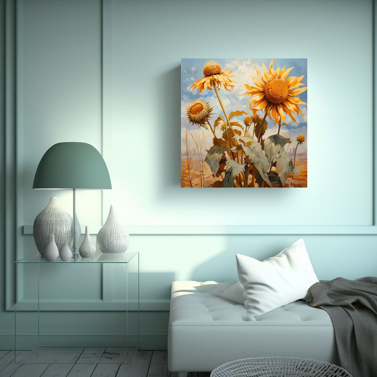 GENERICO - Lienzo Expresión Mural Flores Alcachofa 60x60 Cm