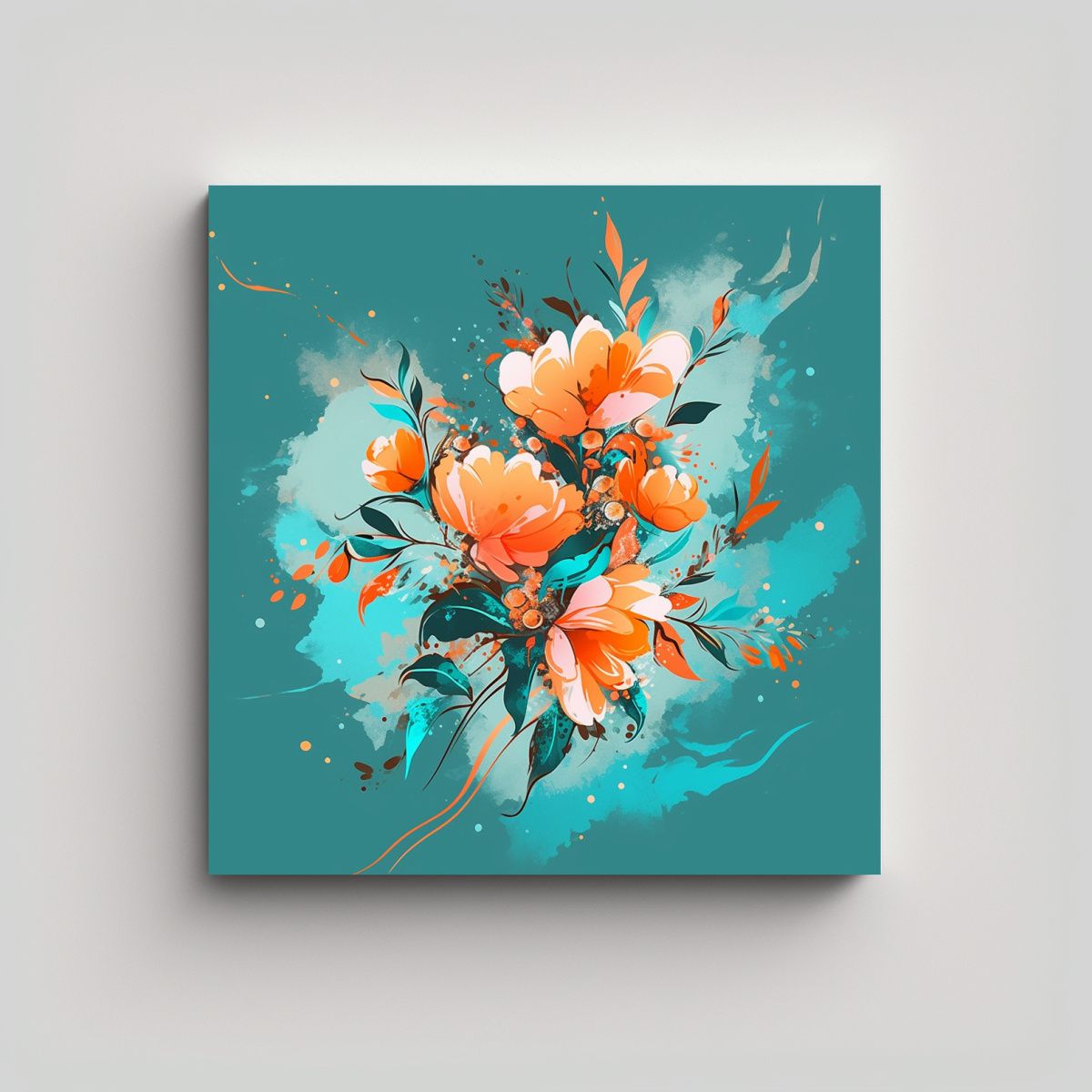 GENERICO - Pintura Cuadrada Lienzo Belleza Natural Turquesa 60x60 Cm