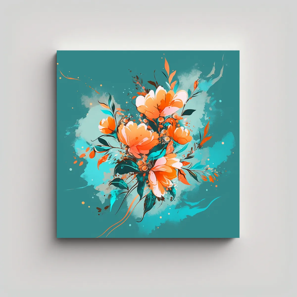 GENERICO - Pintura Cuadrada Lienzo Belleza Natural Turquesa 60x60 Cm