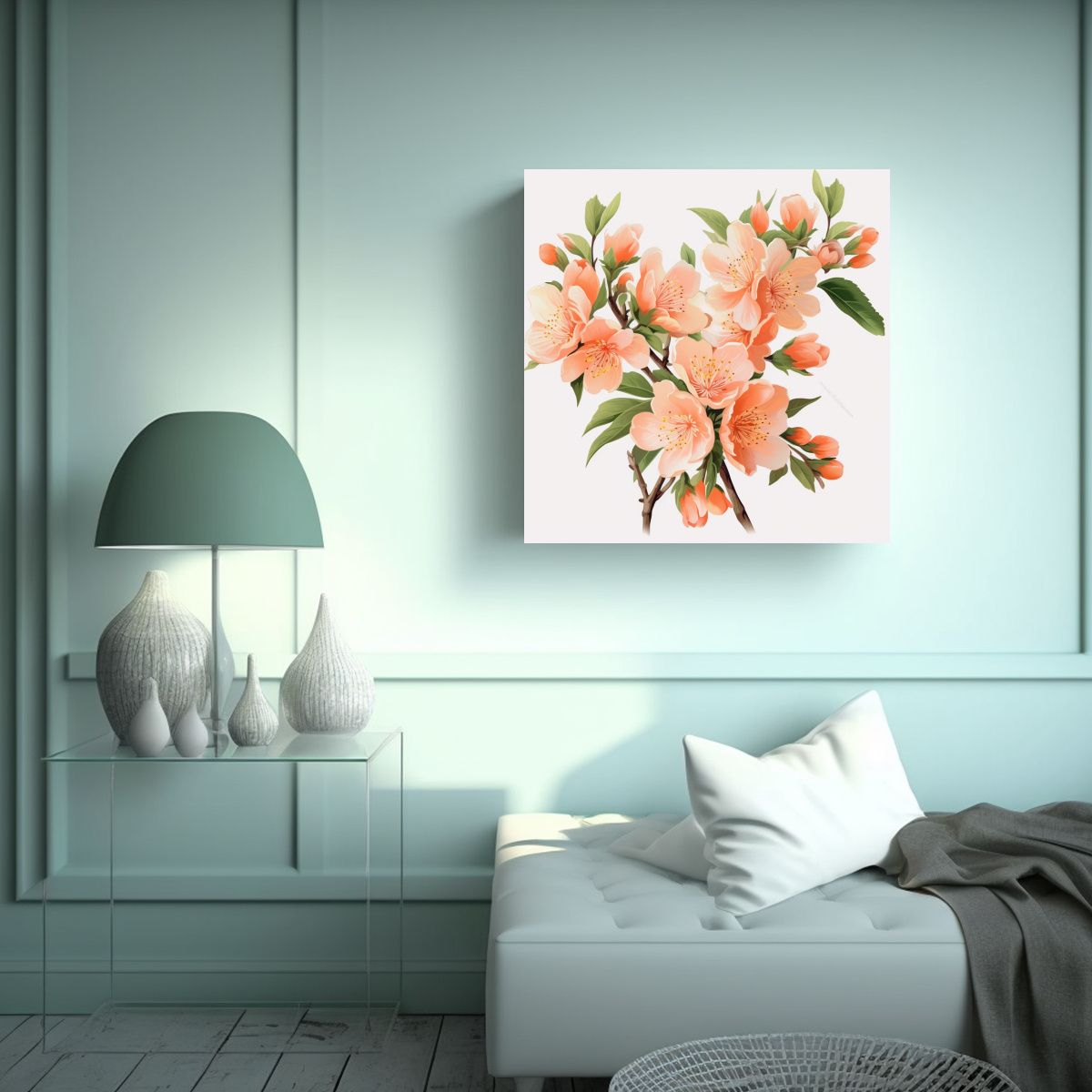 GENERICO - Cuadro Detallado De Flores De Durazno En Lienzo 60x60 Cm