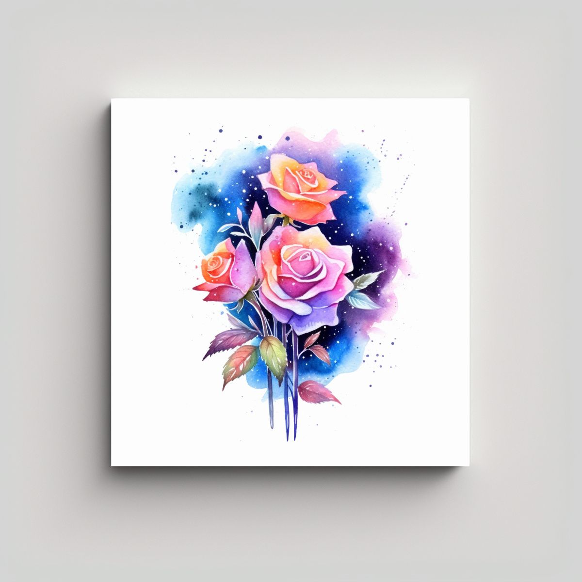 GENERICO - Armonía Cromática De Rosas Cósmicas Cuadro 60x60 Cm