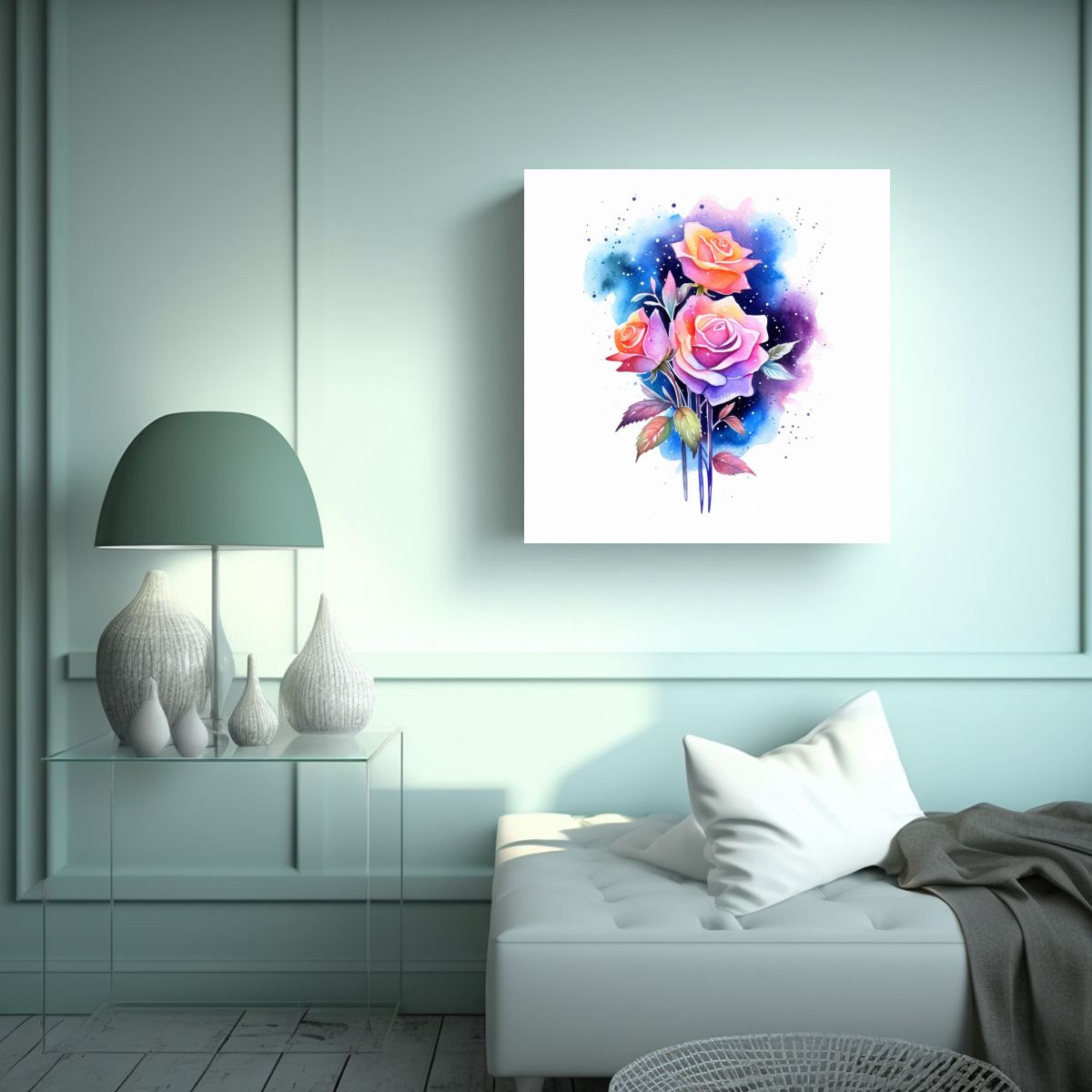 GENERICO - Armonía Cromática De Rosas Cósmicas Cuadro 60x60 Cm