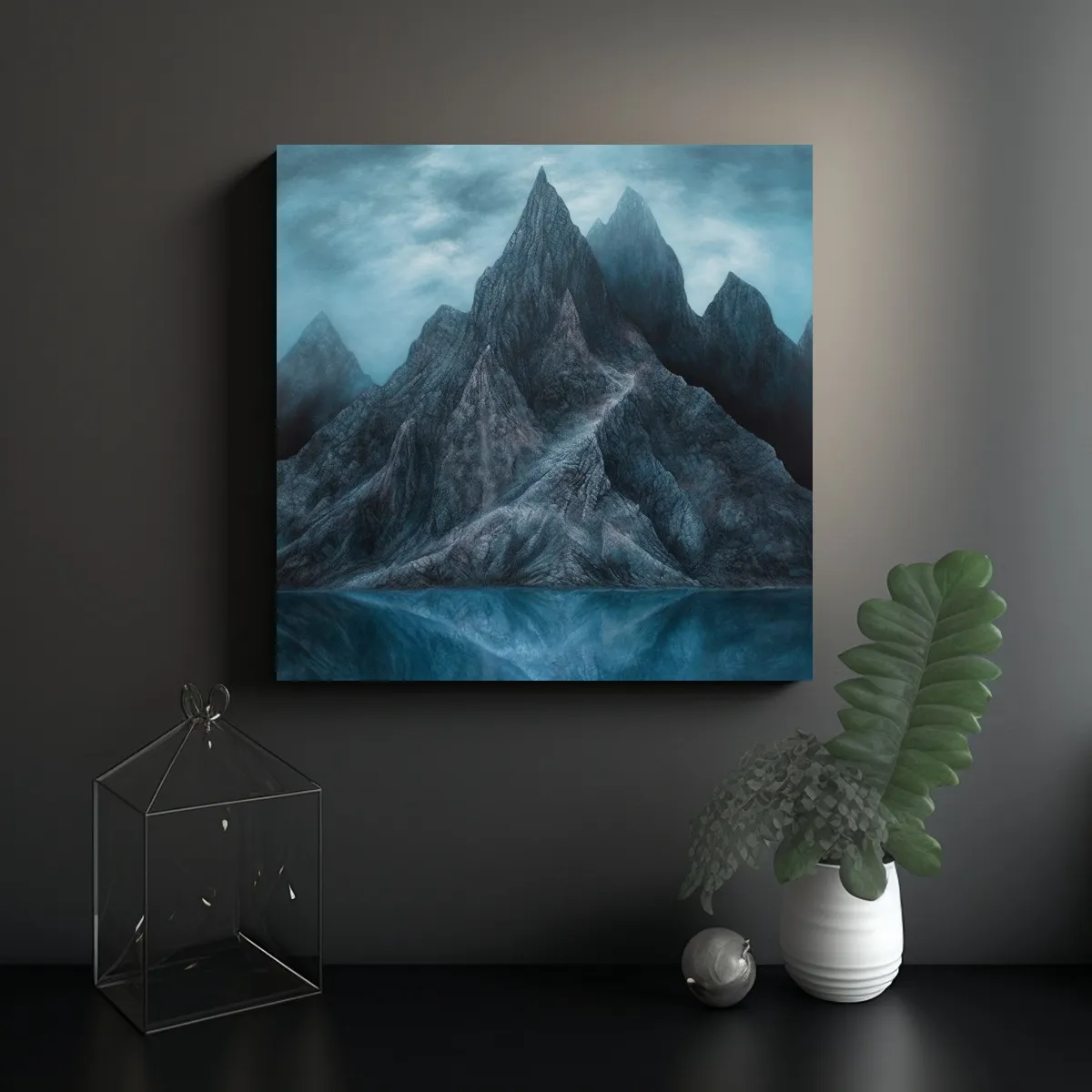 GENERICO - Cuadro Montaña Diario Estilo Pintura Acrílica 60x60 Cm