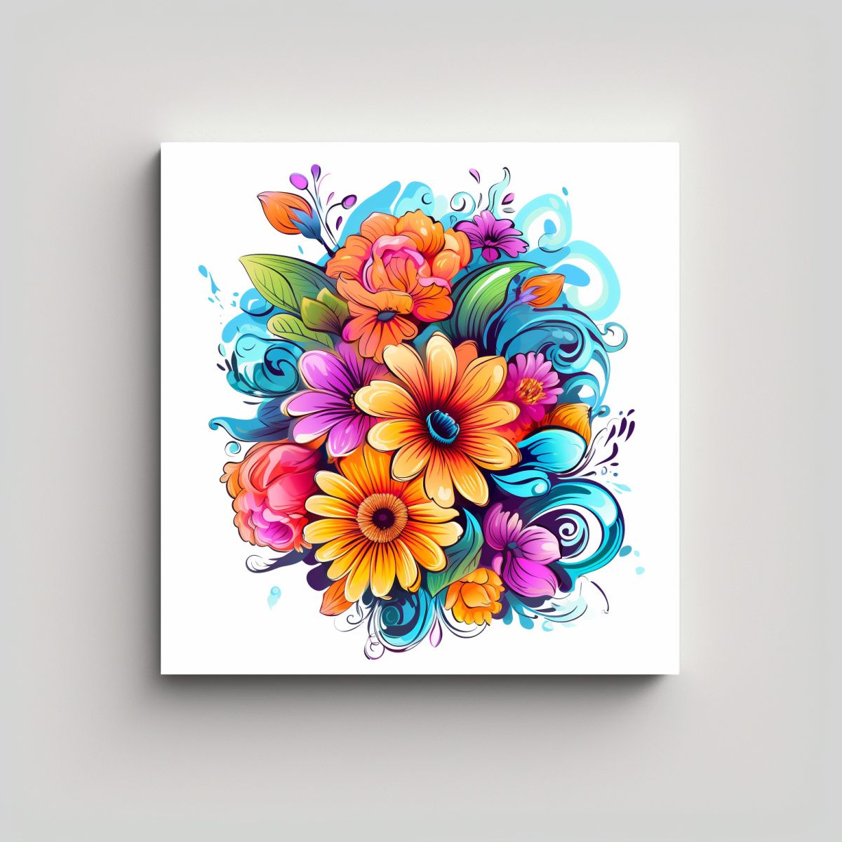 GENERICO - Arte Callejero Cuadro Composición Colores 60x60 Cm