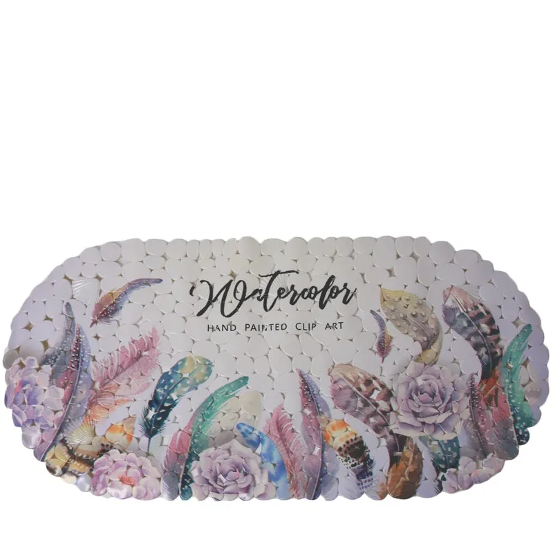 CARIBEE - Alfombra Antideslizante Goma Piso De Ducha Tina Baño Plumas