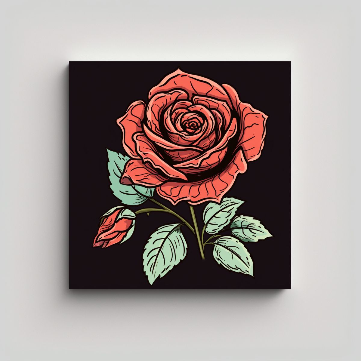 GENERICO - Cuadro Conceptual Colorido Con Diseño De Rosa 60x60 Cm