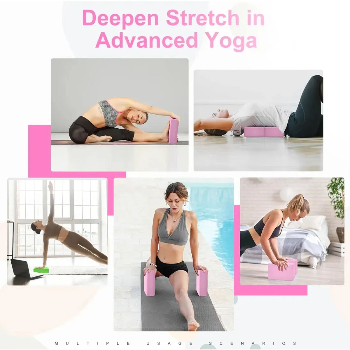 GENERICO - Ladrillo Yoga Bloque de Yoga fitness pilates 2 und, Rosa