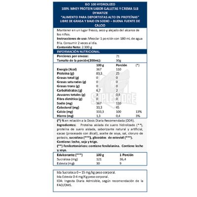 Imagen 2 del producto Proteina hidrolizada Iso 100 5lb Chocolate Gourmet