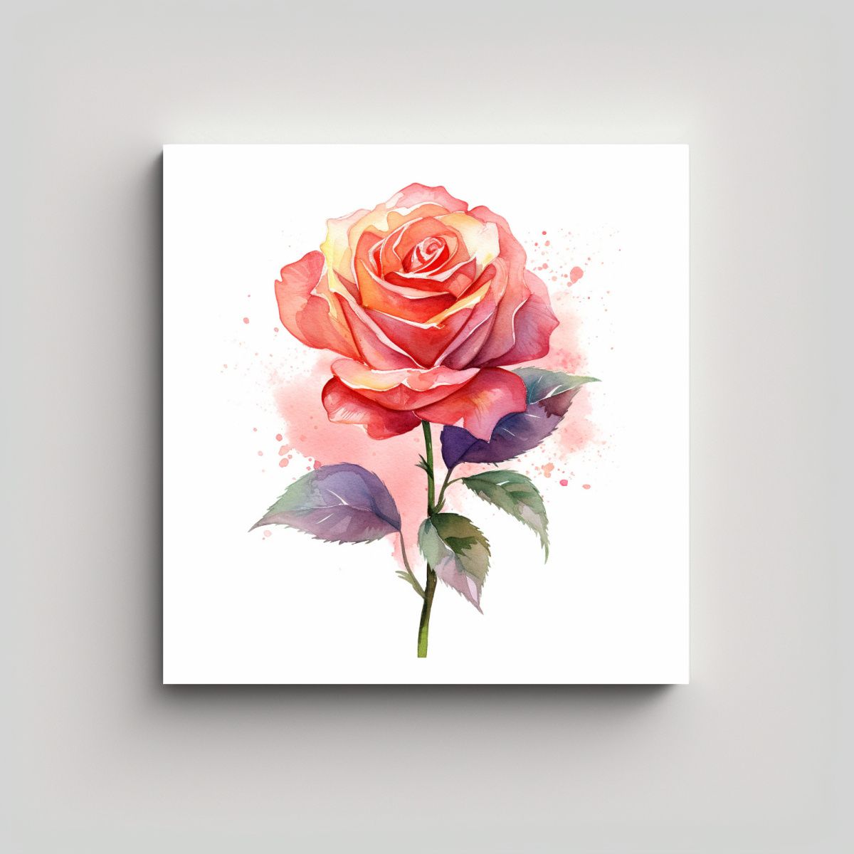 GENERICO - Fotografía Elegante De Rosa Acuarela En Blanco 60x60 Cm