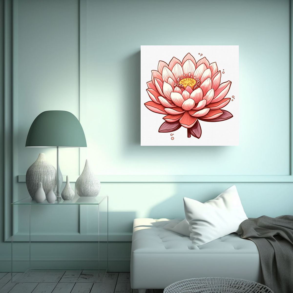 GENERICO - Lienzo Decorativo Calido Hogar Clipart Blanco Y 60x60 Cm