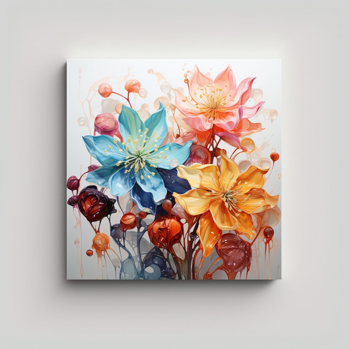 GENERICO - Pintura Abstracta Original De Flores De Tilo En 60x60 Cm