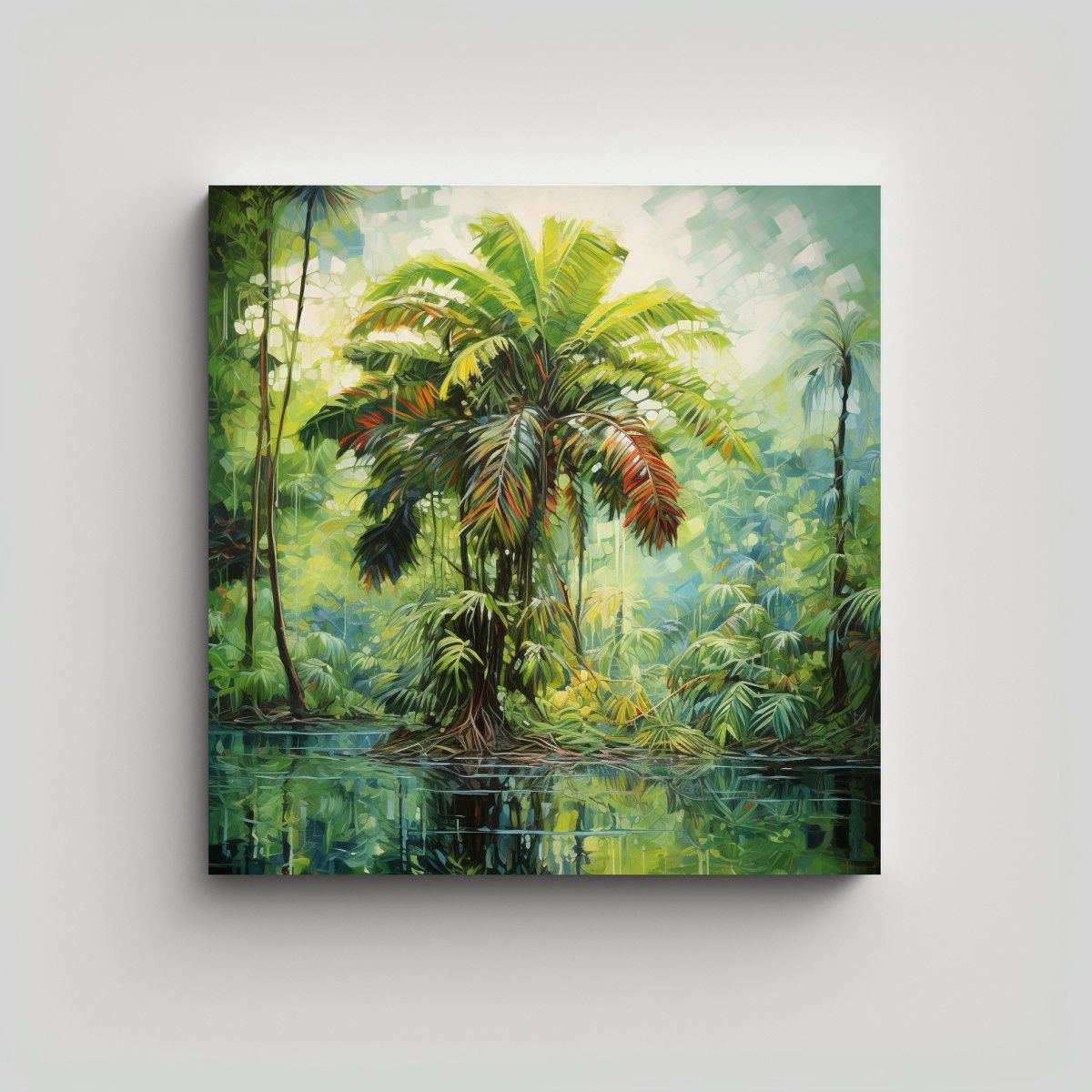 GENERICO - Cuadro Acuarela Abstracto árbol Tropical Alto 60x60 Cm