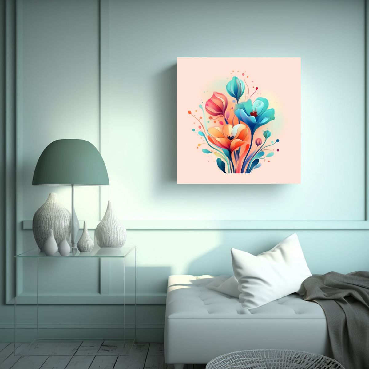 GENERICO - Fantasy Flores Lienzo De Abstracción 60x60 Cm