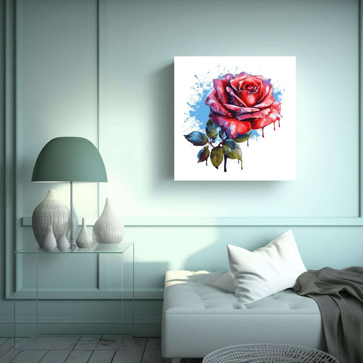 GENERICO - Fotografía De Rosa Hermosa En Acuarela Arte De 60x60 Cm