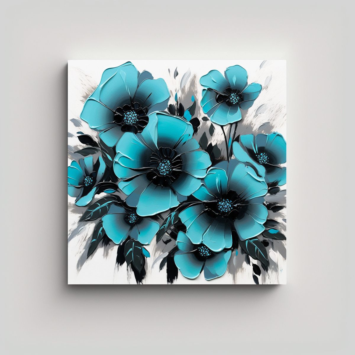 GENERICO - Cuadro De Arte De Pared Cuadrado Con Flores De 60x60 Cm