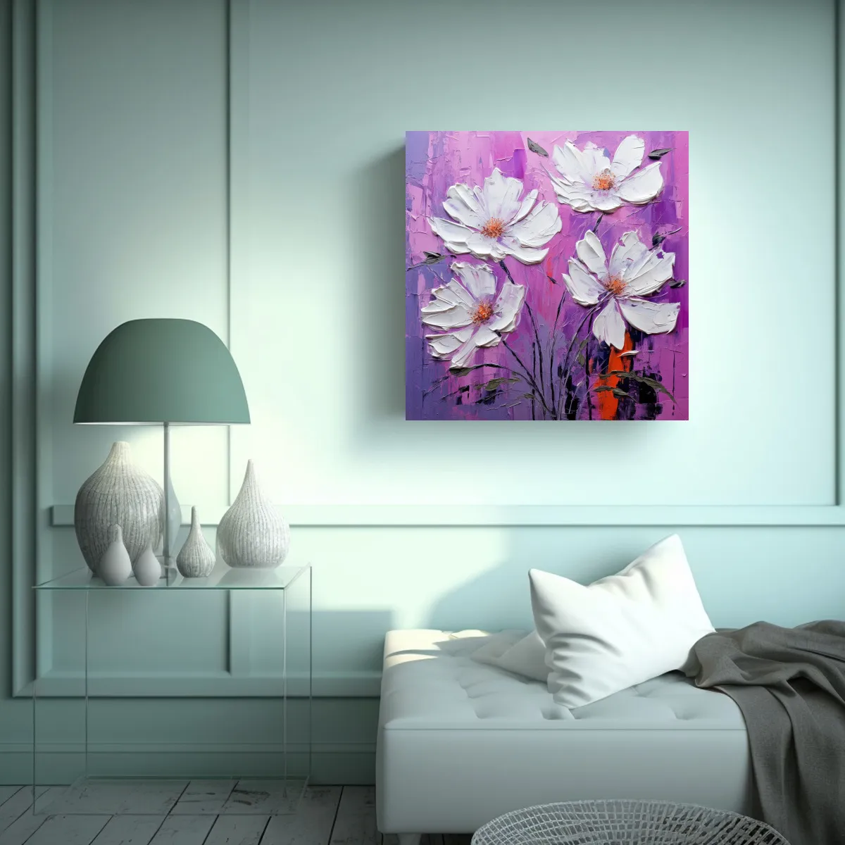 GENERICO - Cuadro Creativa Alta Resolución Pintura Floral 60x60 Cm