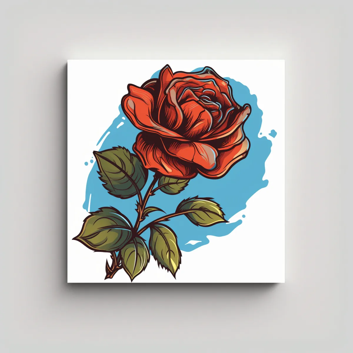 GENERICO - Ilustración Vectorial 2D De Rosa Canva 60x60 Cm