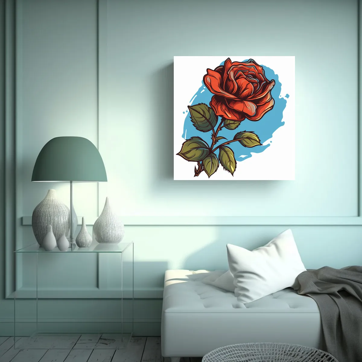 GENERICO - Ilustración Vectorial 2D De Rosa Canva 60x60 Cm