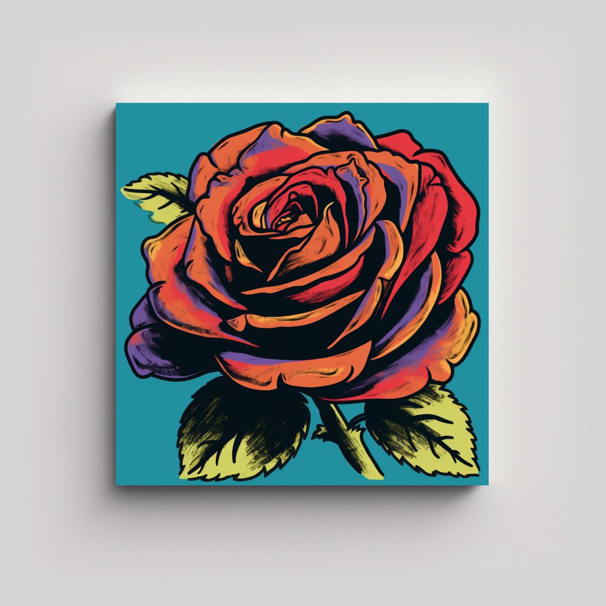 GENERICO - Cuadro Urbano En Estilo Andy Warhol Logo De Rosa 60x60 Cm