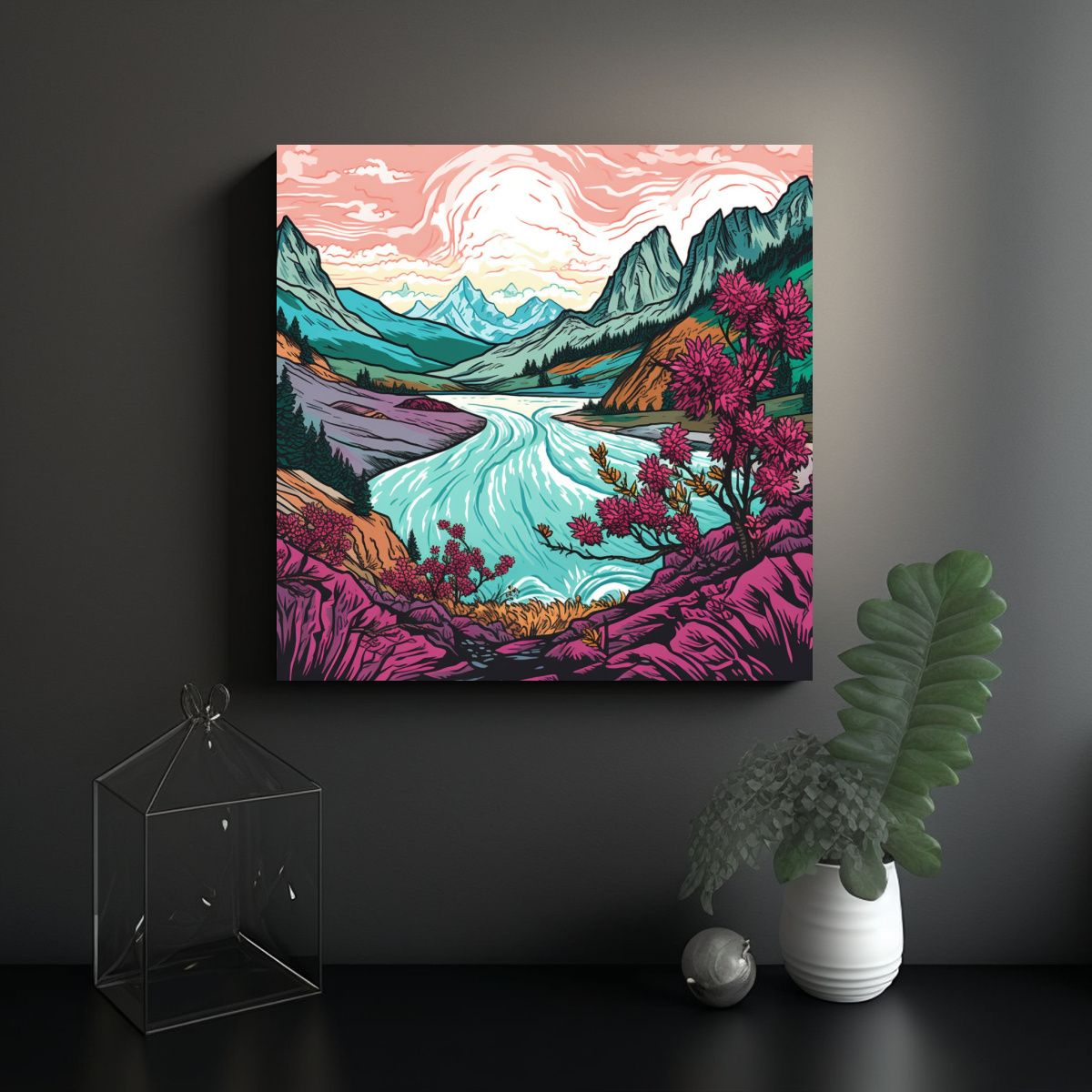 GENERICO - Pinturas Decorativas Originales De Finas Líneas 60x60 Cm