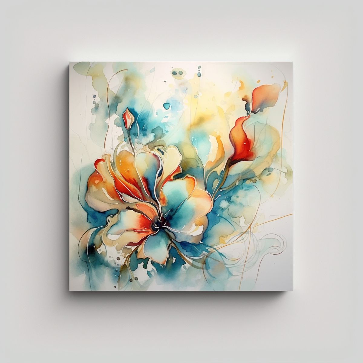 GENERICO - Cuadro Decorativo Tela Sublimada Floral Abstracto 60x60 Cm