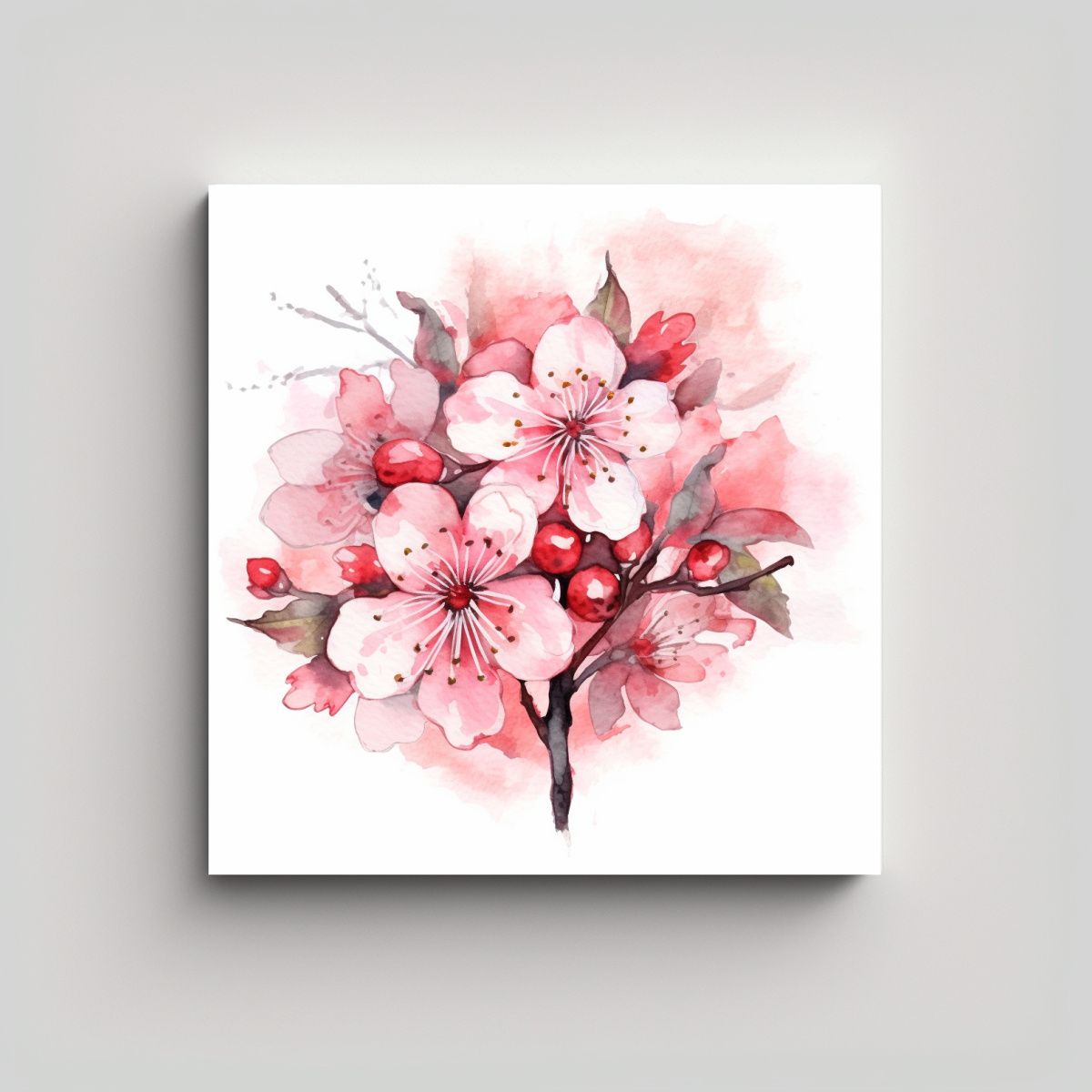 GENERICO - Composición Abstracta De Cerezo En Flor Con 60x60 Cm