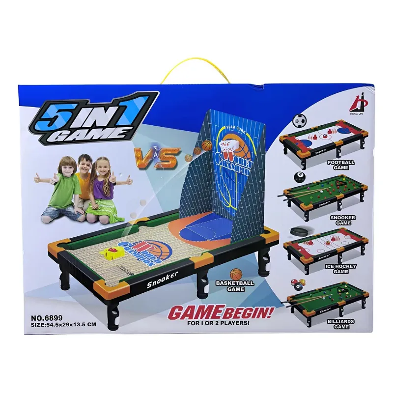 GENERICO - Juguete Mini Mesa 5 En 1 Juegos Billar Hockey Snooker