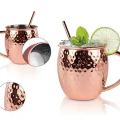 GENERICO - Set 2 Mugs Cobre Acero Inoxidable 600ml Tragos Bar