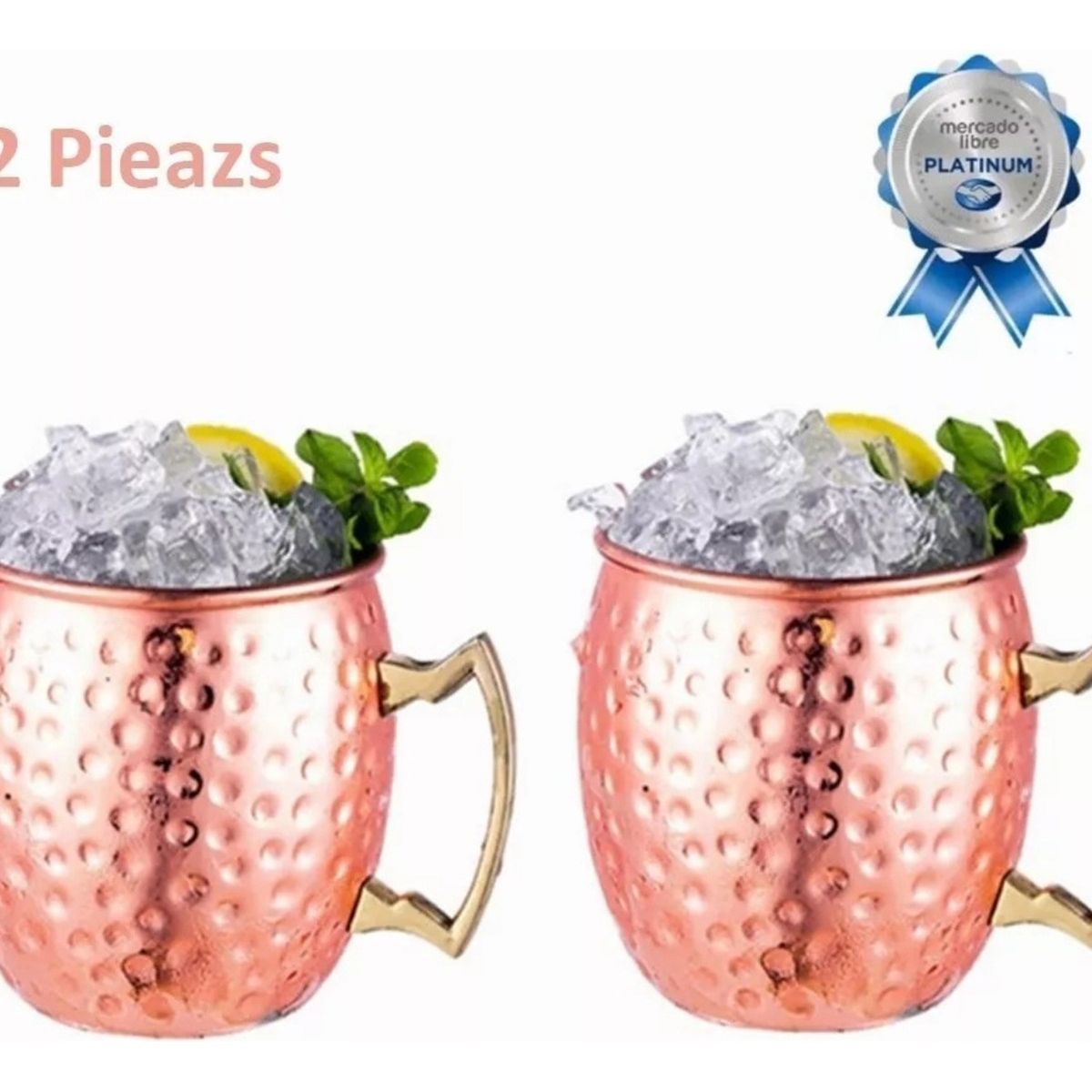 GENERICO - Set 2 Mugs Cobre Acero Inoxidable 600ml Tragos Bar