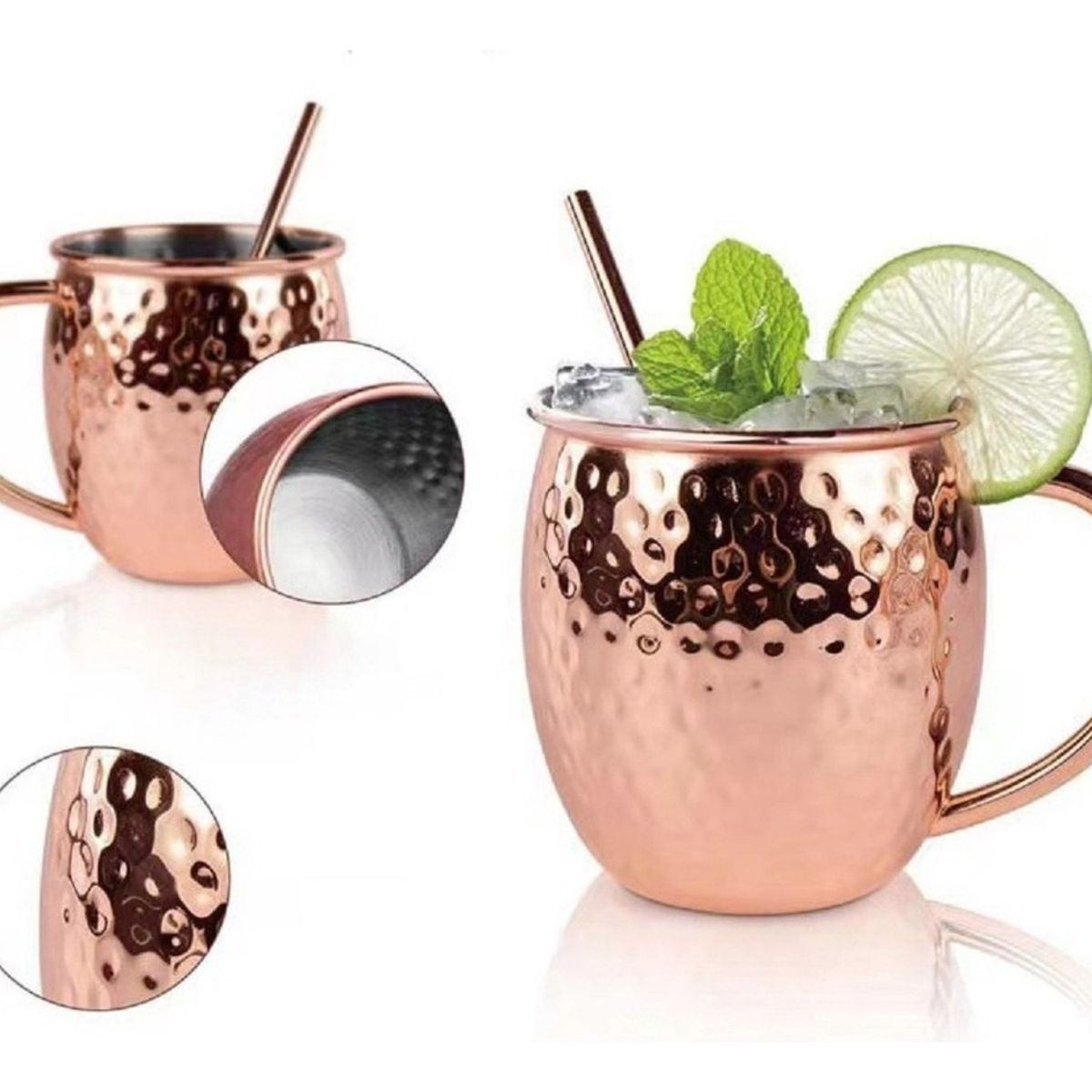 GENERICO - Set 2 Mugs Cobre Moscow Mule Mojito Bar Tragos