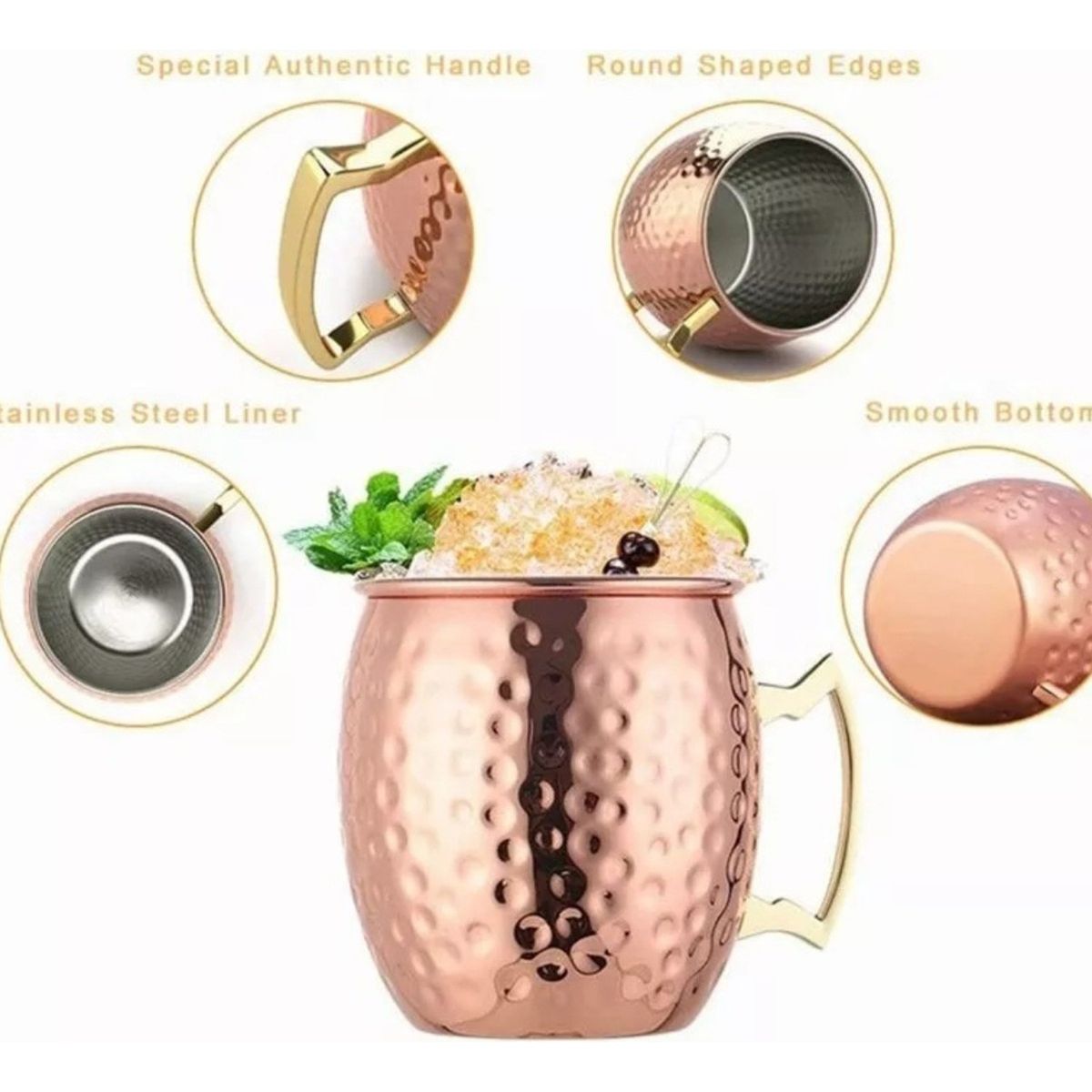 GENERICO - Set 2 Mugs Cobre Moscow Mule Mojito Bar Tragos