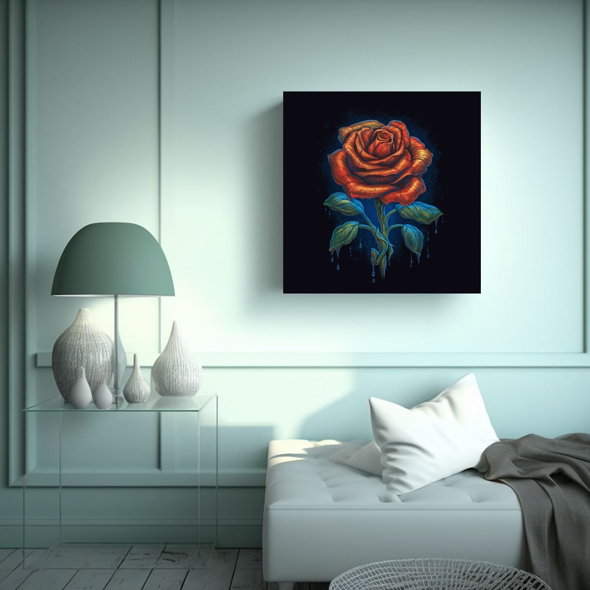 GENERICO - Cuadro Mural Moderno De Rosa Arte Zdzisaw Beks 60x60 Cm
