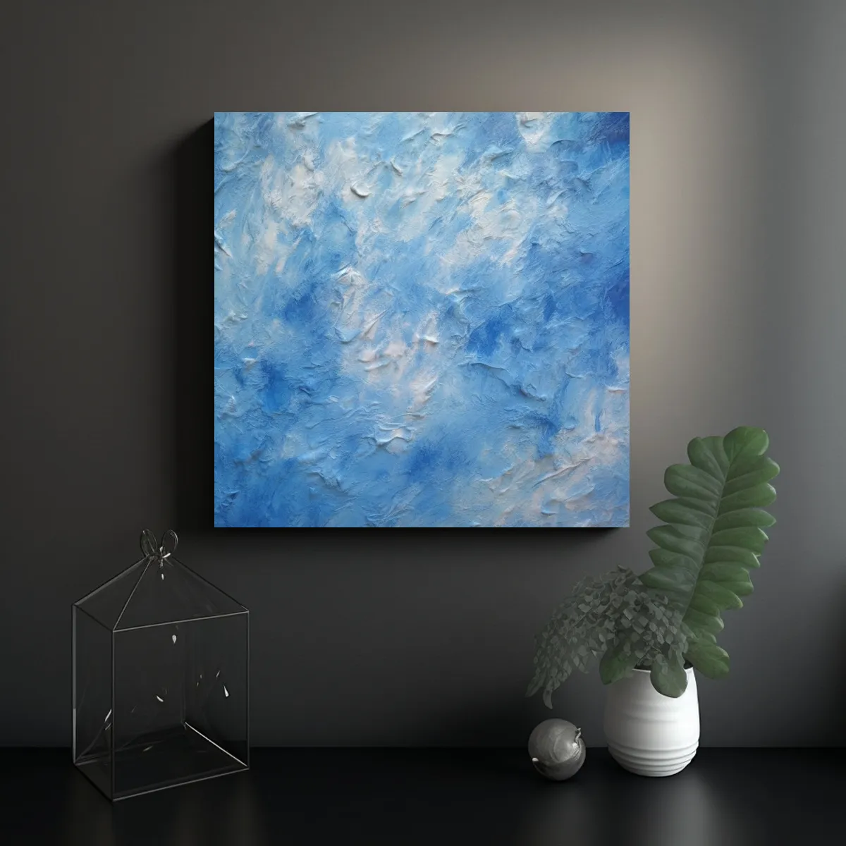 GENERICO - Cuadro Acuarela Textura Azul Cielo 60x60 Cm.