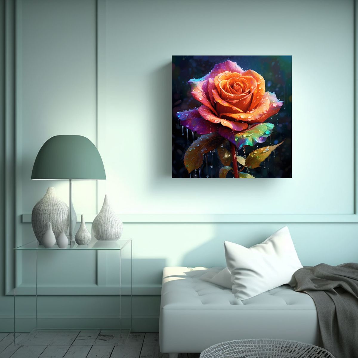GENERICO - Composición Creativa Asombrosa Rosa Colorida En 60x60 Cm.