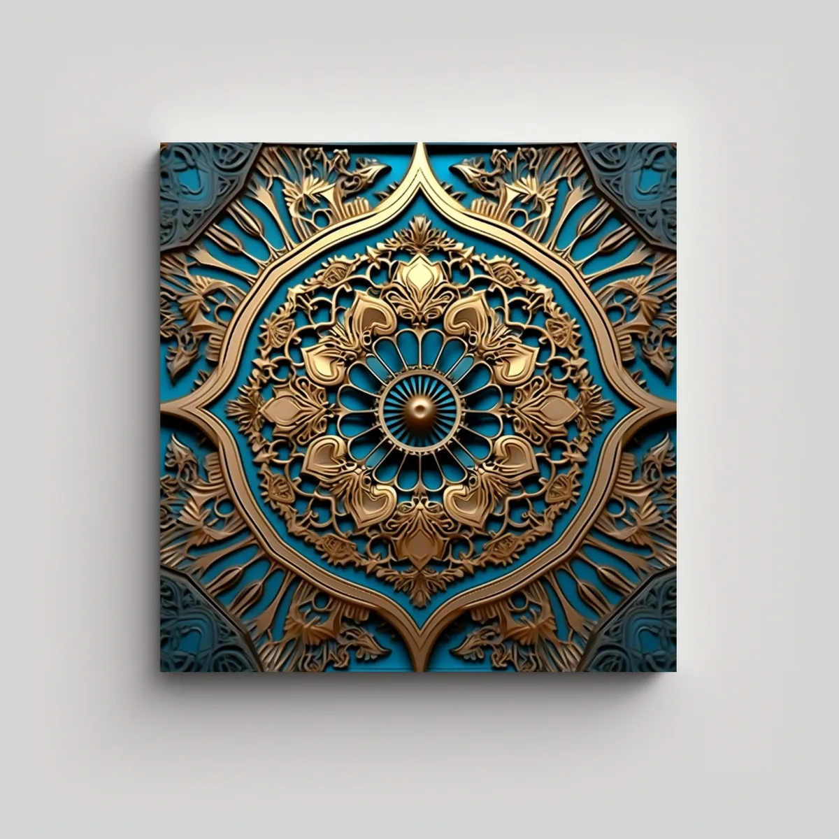 GENERICO - Tela En Bastidor Con Diseño Ornamental Azul Y 60x60 Cm
