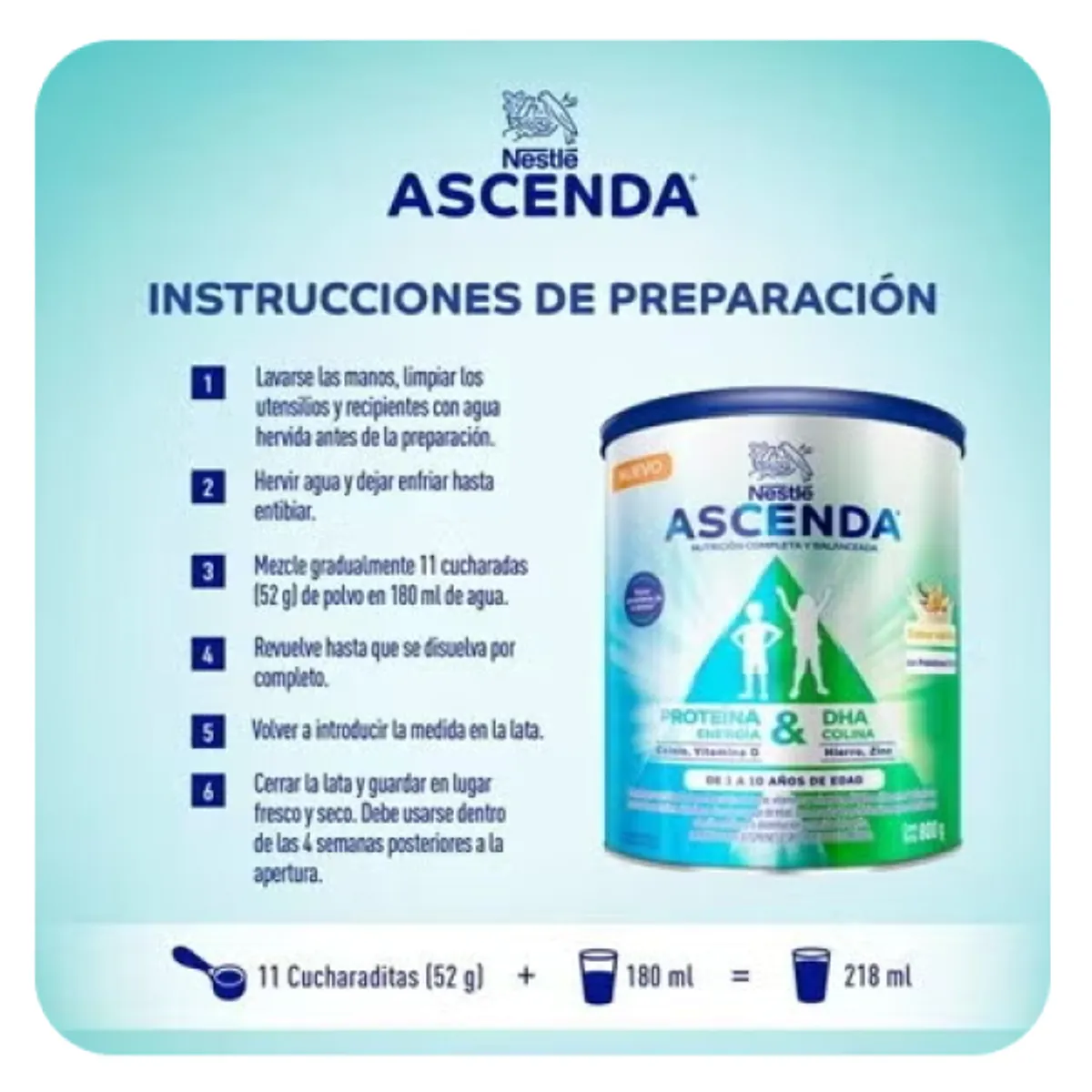 NESTLE - Nestle Ascenda Suplemento Infantil Mejora Crecimiento 800gr